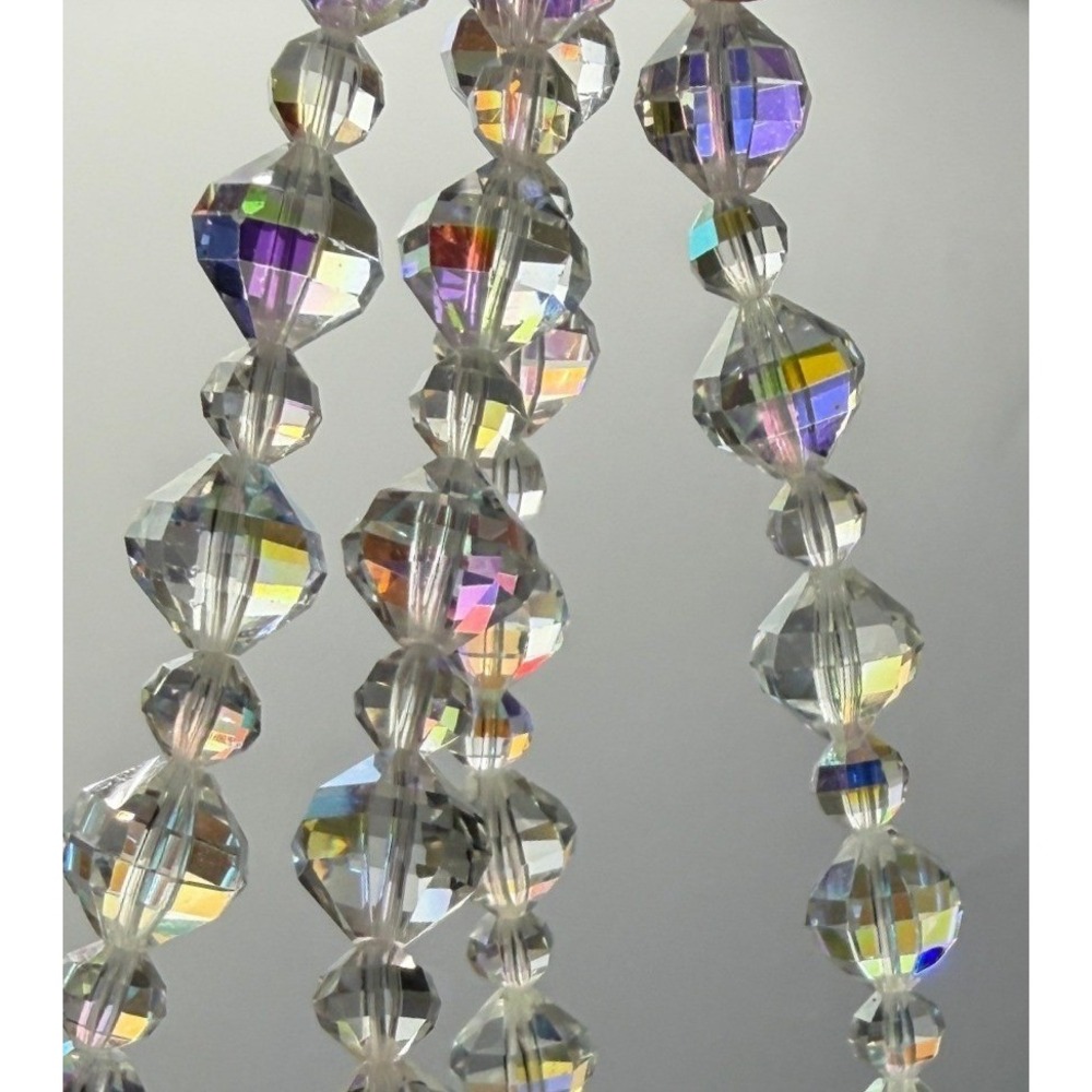 Vintage Rock Crystal Necklace Aurora Borealis Faceted 15"